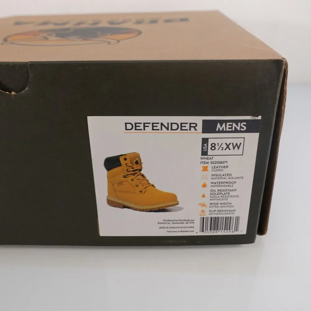 Brahma Men's Brown Hi-Top Defender Waterproof Leather Work Boots Size 8.5 XW